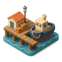 Isometric 3D icon of Harbor dock 