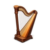 Isometric 3D harp icon inspired by a Celtic harp, free to download for music and culture themed designs.