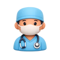 Front-facing healthcare worker 3D icon for medical apps, hospital dashboards, and clinic UI design