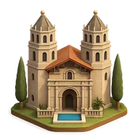 Isometric 3D icon of Hearst Castle 