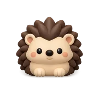 Front-facing hedgehog 3D icon in a premium non-isometric UI style, free to download for nature and wildlife designs.