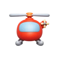 Front-facing helicopter 3D icon in a premium non-isometric UI style, free to download for aviation and transport interfaces.
