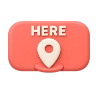 Front-facing Here Button 3D icon for UI controls, navigation prompts, and app interface design