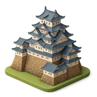 Isometric 3D icon of Himeji Castle 