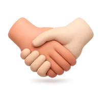 Front-facing 3D icon of people holding hands with dark and medium-dark skin tones, for unity and relationship UI design