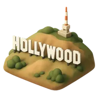 Isometric 3D icon of Hollywood Sign 