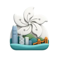 Front-facing Hong Kong 3D icon for travel apps, maps, city guides, and location-based UI design