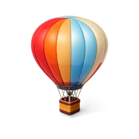 Hot air balloon isometric 3D icon for travel, tourism, and adventure themed designs