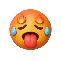 Hot Face 3D icon in a premium front-facing style for emoji, reactions, chat apps, and playful UI designs