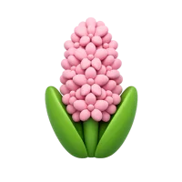Front-facing hyacinth flower 3D icon in a premium non-isometric UI style, free to download.
