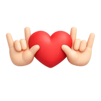 Front-facing I Love You hand gesture 3D icon for messaging, accessibility, and communication UI