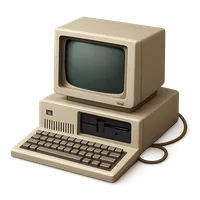 Isometric 3D icon of IBM XT PC 