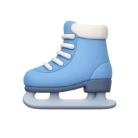 Front-facing ice skate 3D icon for winter sports, skating apps, and seasonal UI design