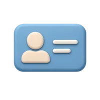 Front-facing ID button 3D icon for login, identity, account, and verification UI screens