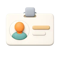 Front-facing ID Card 3D icon for identity, verification, profile, and access UI design