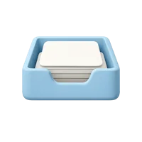 Front-facing inbox tray 3D icon for office, document management, and productivity UI design