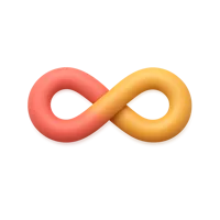 Infinity front-facing 3D UI icon in a premium non-isometric style, free to download for apps and branding.