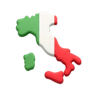 Italy front-facing 3D UI icon for travel apps, country selectors, maps, and cultural interfaces