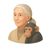 Isometric 3D icon of Jane Goodall 