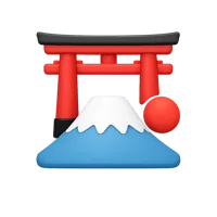 Front-facing Japan 3D UI icon for travel, geography, and country selection interfaces