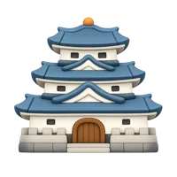 Front-facing Japanese Castle 3D icon in a premium non-isometric UI style, free for travel, culture, and history designs.