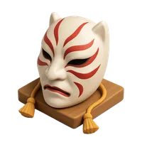 Isometric 3D icon of a kabuki mask, stylized vector illustration for digital icon sets