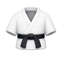 Front-facing karate uniform 3D icon in a premium non-isometric style for sports and martial arts UI design