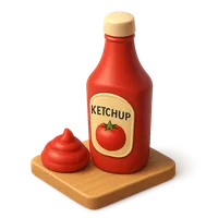 Isometric 3D icon of a ketchup, stylized vector illustration for digital icon sets