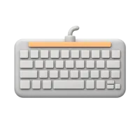 Front-facing musical keyboard 3D icon for music apps, audio tools, and lesson interfaces