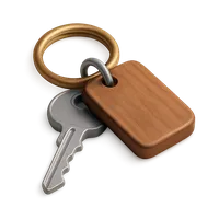 Isometric 3D icon of a keychain, stylized vector illustration for digital icon sets