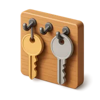 Isometric 3D icon of a key holder, stylized vector illustration for digital icon sets