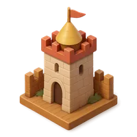 Isometric 3D icon of a kingdom tower, stylized vector illustration for digital icon sets