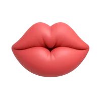 Front-facing kiss 3D icon for chat, emoji, romance, and social messaging interfaces, free to download.