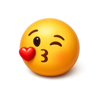 Kiss face isometric 3D icon with affectionate emoji expression for chat, messaging, and social media designs