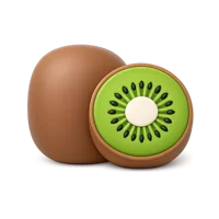 Kiwi fruit 3D icon in a premium front-facing style for food, grocery, and healthy eating UI designs.