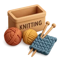 Isometric 3D icon of a knitting kit, stylized vector illustration for digital icon sets