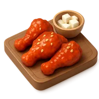 Isometric 3D icon of a korean fried chicken, stylized vector illustration for digital icon sets