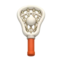 Front-facing lacrosse 3D icon in a premium non-isometric style for sports and team UI design