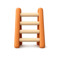 Front-facing ladder 3D icon for safety, workshop, and home improvement UI design