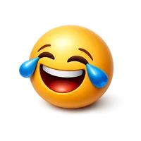 Laughing face isometric 3D icon with tears of joy expression, free for chat, social media, and reaction designs.