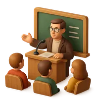 Isometric 3D icon of a lecture, stylized vector illustration for digital icon sets