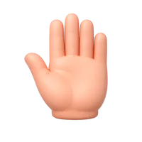 Front-facing left hand dark skin tone 3D icon for UI design and accessibility use