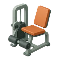 Isometric 3D icon of a leg extension machine, stylized vector illustration for digital icon sets