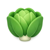 Front-facing lettuce 3D icon for food, grocery, and healthy eating UI designs