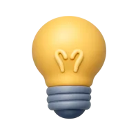 Light bulb front-facing 3D UI icon for ideas, innovation, and creativity