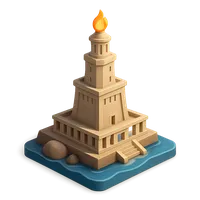 Isometric 3D icon of a lighthouse of alexandria, stylized vector illustration for digital icon sets
