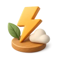 Isometric 3D icon of a lightning, stylized vector illustration for digital icon sets