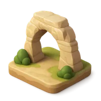 Isometric 3D icon of a limestone arch, stylized vector illustration for digital icon sets