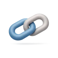 Front-facing link 3D icon in a premium non-isometric UI style for navigation, sharing, and website interface design.