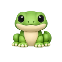 Front-facing lizard 3D icon in a premium non-isometric UI style, free to download for nature and wildlife designs.